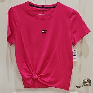 NWT Tommy Hilfiger Women's Pink Knot Front Top